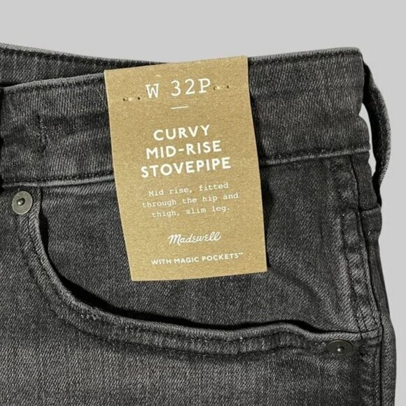NWT Madewell The Petite Curvy Stovepipe Jeans Womens 32 32P Armand Wash NS092 - Picture 4 of 11